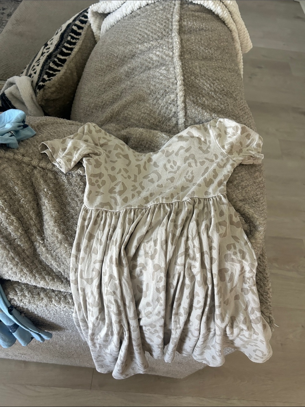 Kyte BABY Beige Leopard-Print Puff Sleeve Dress